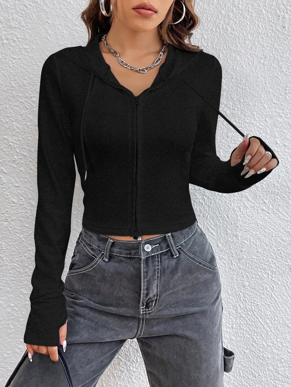 ZARA Spring Summer Street Style Design Zip Cardigan Jacket Long Sleeve Top